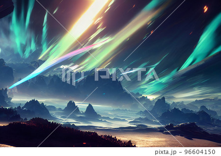 イラスト ファンタジー ゲーム 自然 山 空 雄大 山岳 96604150
