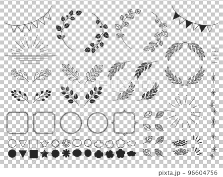 Set of hand-drawn plants and shapes Set of hand-drawn plants and shapes 96604756