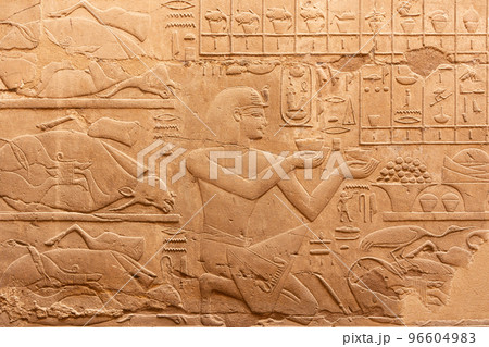 Stonewall with hieroglyphs in a temple in Egypt Stonewall with hieroglyphs in a temple in Egypt 96604983