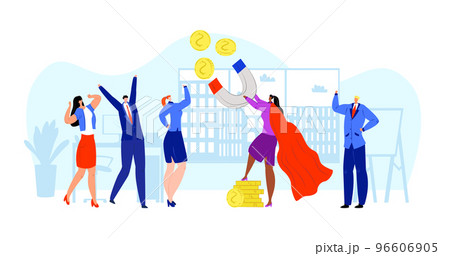 Finance magnet for business dollar investment, vector illustration. Man woman people character attract money, cartoon financial rich income. Finance magnet for business dollar investment, vector illustration. Man woman people character attract money, cartoon financial rich income. 96606905