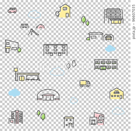 可愛簡單的城市景觀無縫背景 可愛簡單的城市景觀無縫背景 96607035