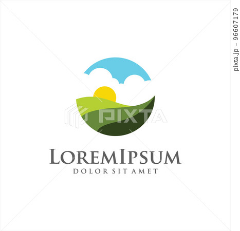 fresh grass garden agriculture logo emblem travel concept	 96607179