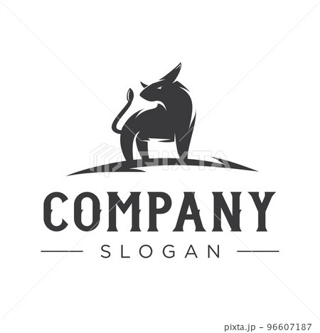 Bull logo Finance Business Brand Strong and Power design silhouette vector template label 96607187