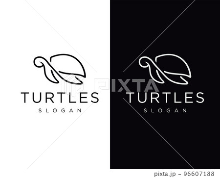 Simple Line Turtle Logo in Black and White design vector template 96607188