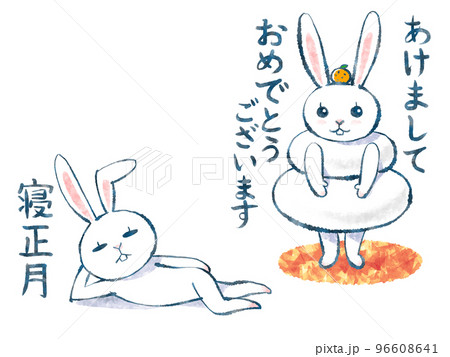 年賀状デザイン用うさぎイラスト透過PNG 年賀状デザイン用うさぎイラスト透過PNG 96608641