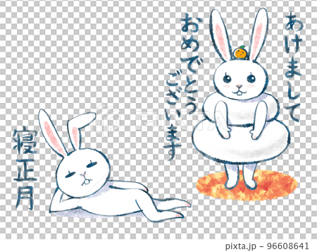 年賀状デザイン用うさぎイラスト透過PNG 年賀状デザイン用うさぎイラスト透過PNG 96608641