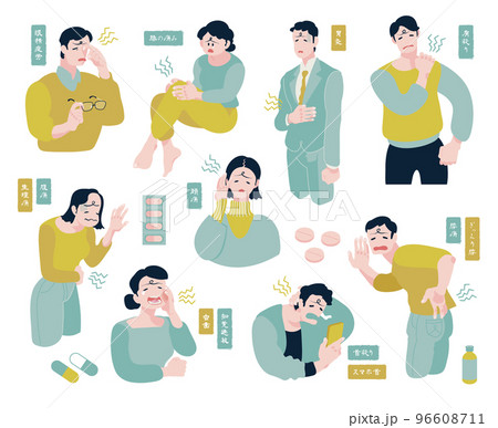 体調不良 体の不調を感じる人のセット 96608711