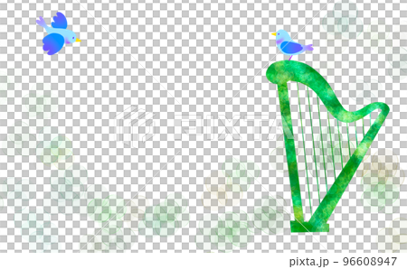 A simple illustration with a harp silhouette design and copy space 96608947