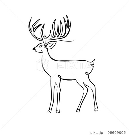 Portrait of a deer side view in one line Portrait of a deer side view in one line 96609006