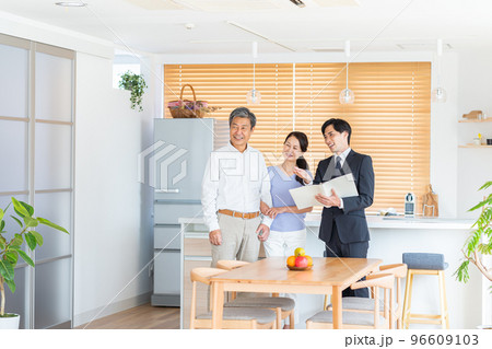 ショールームを見学するシニア夫婦 96609103