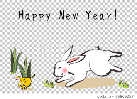 Year of the Rabbit New Year's card template picture letter style Year of the Rabbit New Year's card template picture letter style 96609287