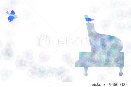 ピアノのシルエットをデザインしコピースペースのあるシンプルなイラスト 96609325