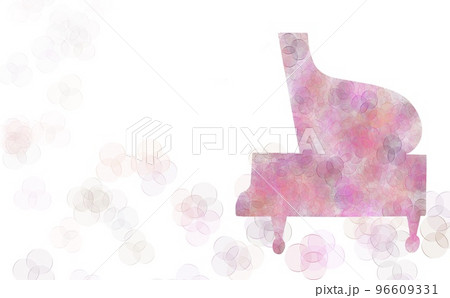 ピアノのシルエットをデザインしコピースペースのあるシンプルなイラスト 96609331