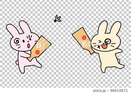 Two rabbits with feathers 96610671