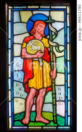 Stained glass window of Saint John the Baptist at Red Castle - Wales 96611780