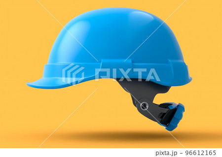 Blue safety helmet or hard cap isolated on yellow background Blue safety helmet or hard cap isolated on yellow background 96612165