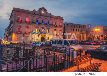 Empty streets of a beautiful seaside of Taranto with a breathtaking architecture. Empty streets of a beautiful seaside of Taranto with a breathtaking architecture. 96613952