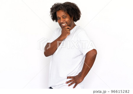 Funny African American man touching chin 96615282