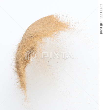 Sand flying explosion, Golden sand wave explode. Abstract sands cloud fly. Yellow colored sand splash throwing in Air. White background Isolated high speed shutter, throwing freeze stop motion Sand flying explosion, Golden sand wave explode. Abstract sands cloud fly. Yellow colored sand splash throwing in Air. White background Isolated high speed shutter, throwing freeze stop motion 96615526