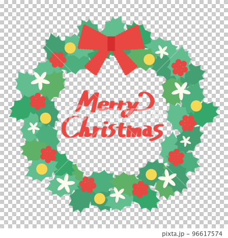 Holly Christmas wreath frame with Merry Christmas letters 96617574