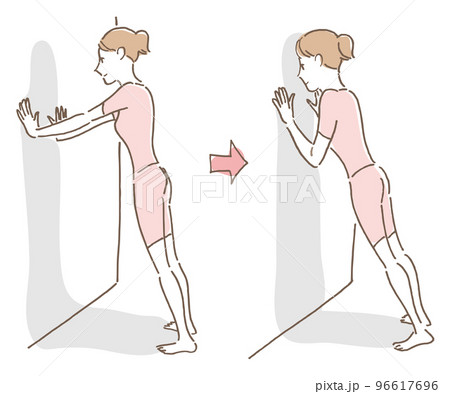 壁に腕立て伏せする女性(ピンク) 壁に腕立て伏せする女性(ピンク) 96617696