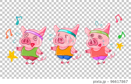Pigs tired from aerobics Pigs tired from aerobics 96617867