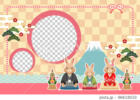 Year of the Rabbit New Year's card photo frame Rabbit parent and child greeting No text Year of the Rabbit New Year's card photo frame Rabbit parent and child greeting No text 96618010