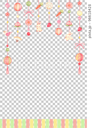 Hinamatsuri background of hanging dolls Vertical hand-drawn colored pencil drawing Hinamatsuri background of hanging dolls Vertical hand-drawn colored pencil drawing 96618428