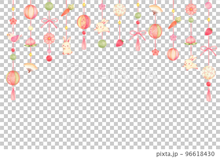 吊るし雛のひな祭りの背景 横 手描き色鉛筆画 吊るし雛のひな祭りの背景 横 手描き色鉛筆画 96618430