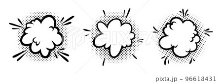 Comic boom effect clouds. Set of explosion bubbles and smoke. Vector illustration 96618431