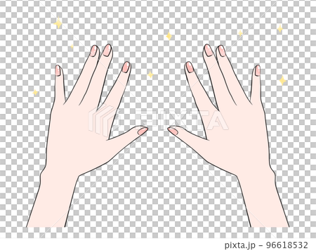 美麗的指甲（雙手）動畫著色的插圖 96618532