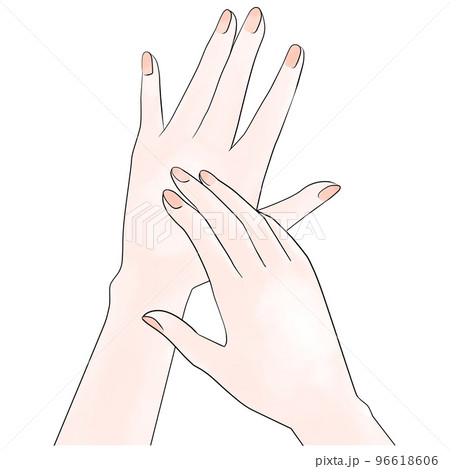 手に塗るイラスト　スキンケア　水彩風 96618606