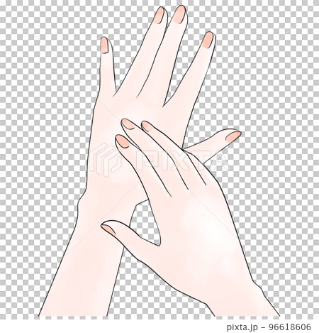 手に塗るイラスト　スキンケア　水彩風 96618606