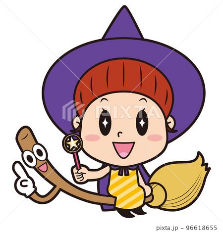 箒に乗った魔法使い少女 96618655