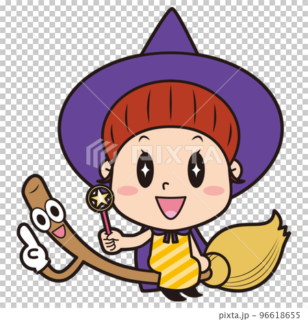 箒に乗った魔法使い少女 96618655