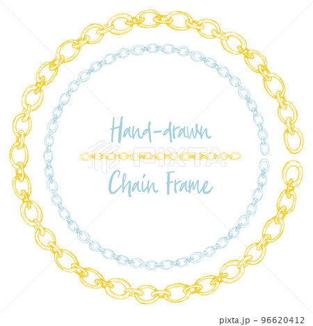 Hand-drawn chain frame in vintage engraving art style isolated on white background. For decoration design, border, web banner. 96620412