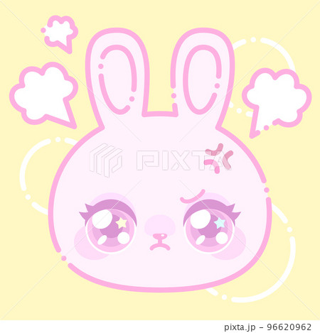 レトロでかわいいピンクのうさぎ 怒る レトロでかわいいピンクのうさぎ 怒る 96620962