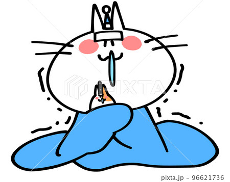 風邪をひいて毛布にくるまるにゃんことハムスターのイラスト素材 風邪をひいて毛布にくるまるにゃんことハムスターのイラスト素材 96621736
