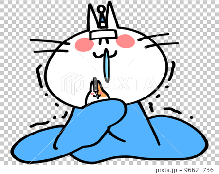 風邪をひいて毛布にくるまるにゃんことハムスターのイラスト素材 風邪をひいて毛布にくるまるにゃんことハムスターのイラスト素材 96621736