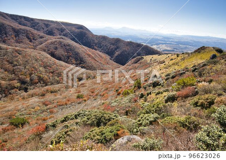 秋の久住山と池山水源の紅葉 96623026