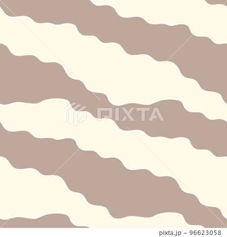 Cream and beige wavy Cute Striped vector seamless pattern. Wavy background.  96623058