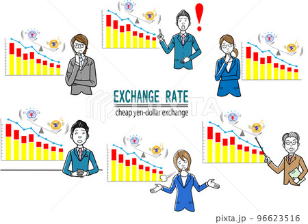 円安ドル高を憂慮するビジネスマン、ビジネスウーマン 96623516