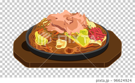 かつお節を乗せた焼きそば・鉄板 96624924