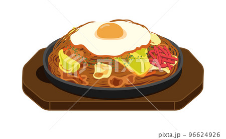 目玉焼きを乗せた焼きそば・鉄板 96624926