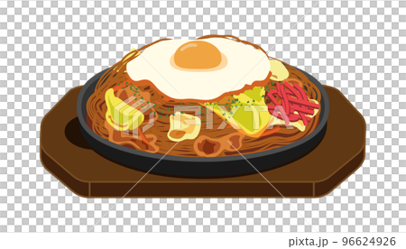 目玉焼きを乗せた焼きそば・鉄板 96624926