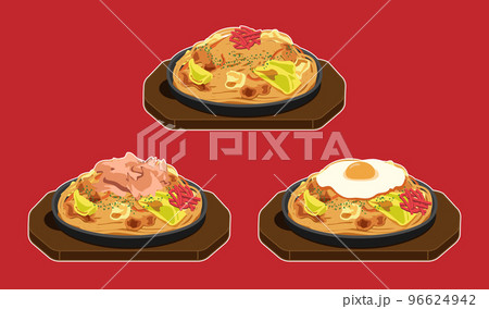 焼きうどんのセット・鉄板(白フチあり) 焼きうどんのセット・鉄板(白フチあり) 96624942