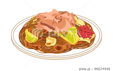 かつお節を乗せた焼きそば 96624946