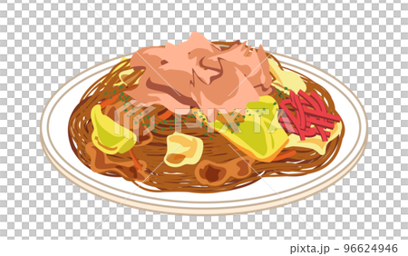 かつお節を乗せた焼きそば 96624946