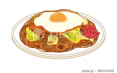 目玉焼きを乗せた焼きそば 96624948