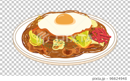 目玉焼きを乗せた焼きそば 96624948